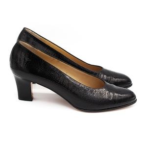 Salvatore Ferragamo "Python" Block Heel Pumps